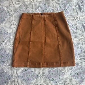 Free People brown chestnut denim mini skirt
